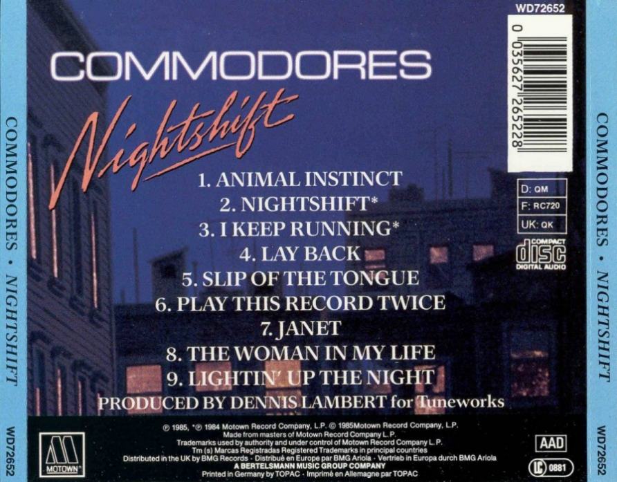 Commodores  Nightshift : Back